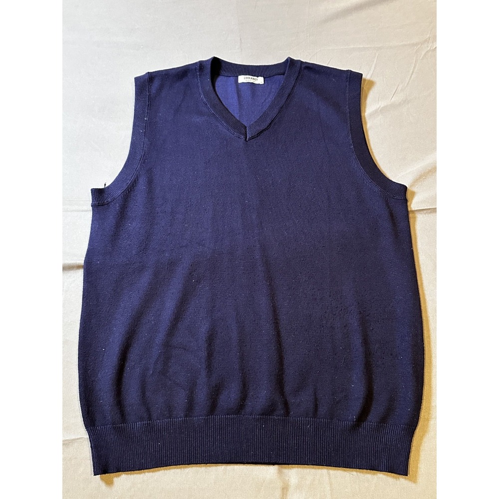 Coofandy‎ Mens Navy Blue V-Neck Knit Sweater Vest 100% Viscose Size M